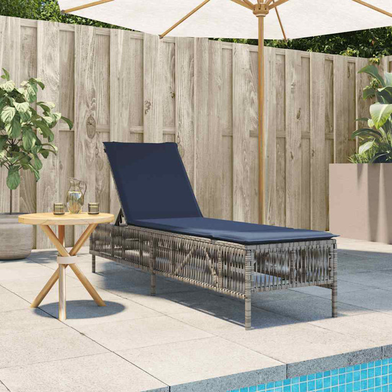  Grand dossier multi-positions en rotin PE gris, Gris, Marine