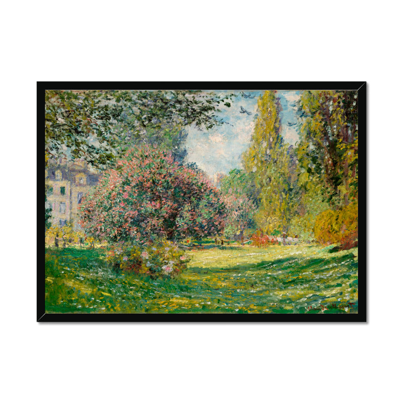Landscape-The Parc Monceau by Claude O. Monet - Wrapped Canvas Painting, Black Framed Paper Print, 34cm H x 50cm W x 2.3cm D