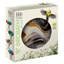 23" Glass Bird Bath with Abstract Swirl Design Bowl and Metal Stand-125354346
