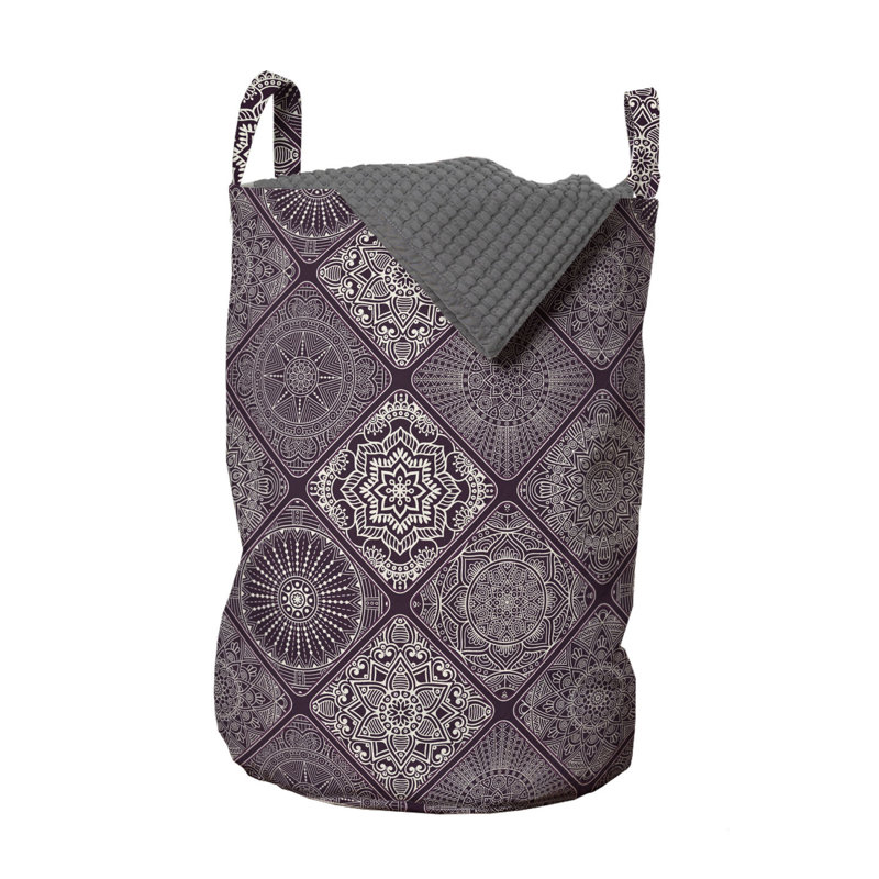 Ambesonne Fabric Laundry Bag with Handles, Purple