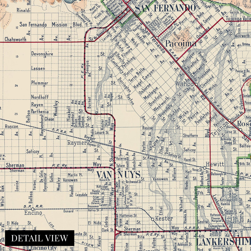 1923, San Fernando Valley, Californie, carte sur papier, H 24 po x l 36 po