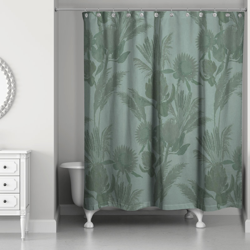 Rideau de douche simple en polyester Mizelle, Émeraude