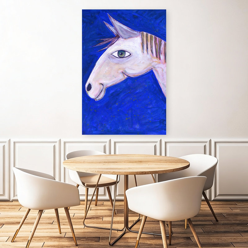 Art mural cheval fantaisiste blanc fantaisiste