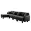 Canapé modulaire 4 places en tissu bouclé gris foncé avec pieds en forme de coquillage modernes, amovibles et souples, offrant un soutien confortable-121361707