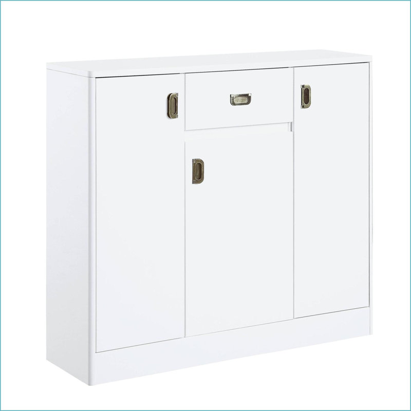 Serveurs, blanc moderne ultrabrillant avec rangement et tablettes réglables | Bois synthétique | Sièges rembourrés