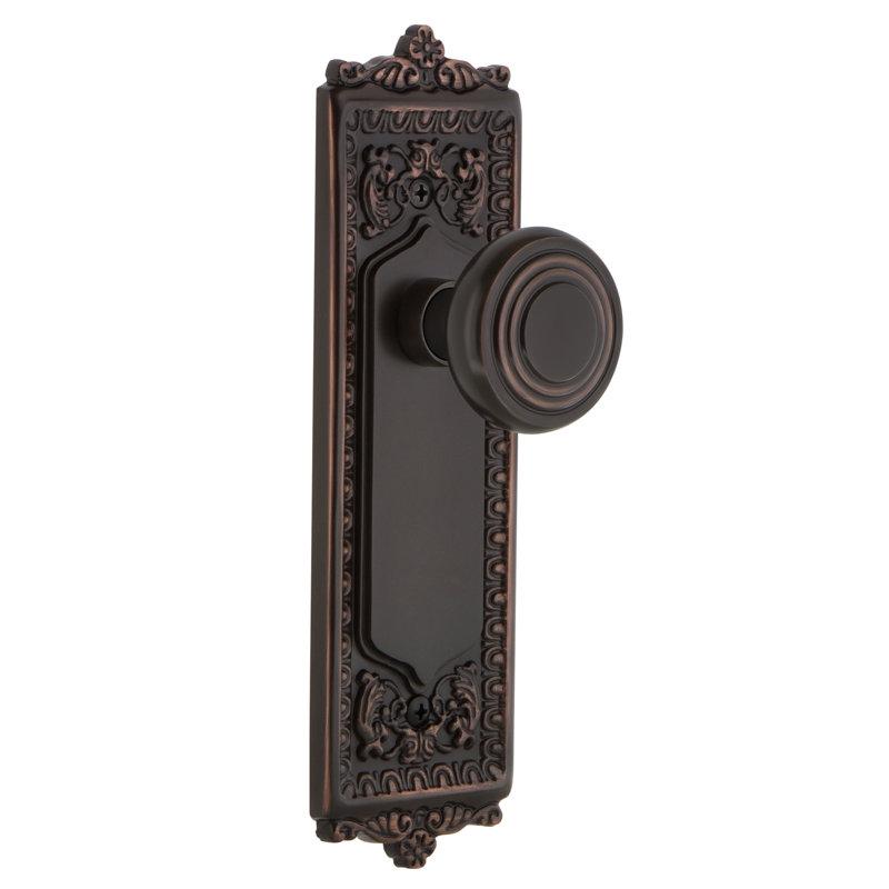Egg & Dart Plate avec bouton de porte déco, 2 3/8, Bronze intemporel