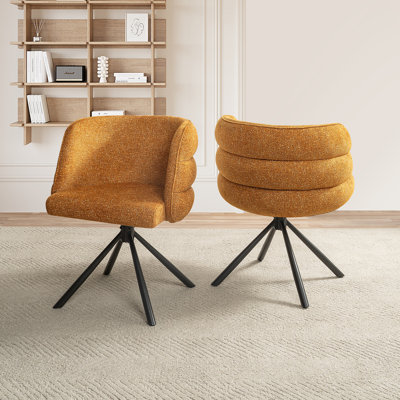 Ensemble de 2 chaises de bureau pivotantes 270 °, 2 chaises de salle à manger modernes, chaises de chambre rembourrées avec base en métal, fauteuil de maquillage pour meuble-lavabo, salon, chambre à coucher, salle d'étude, salle à manger