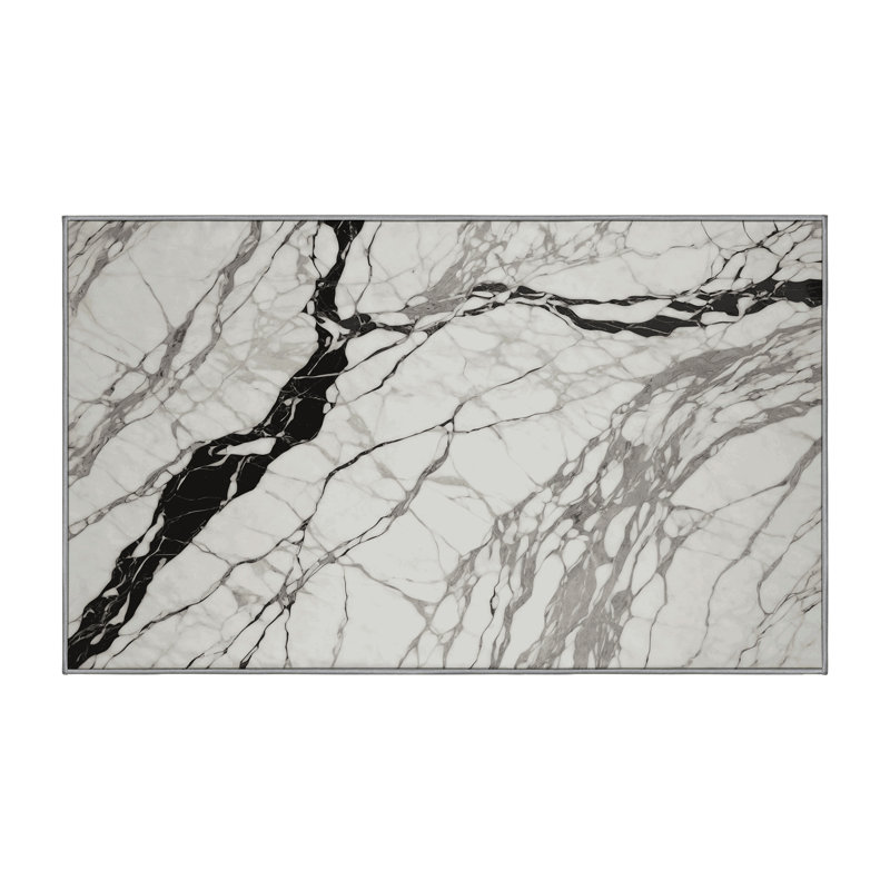 Machine Washable Gray Area Rug, Rectangle 7' x 9'