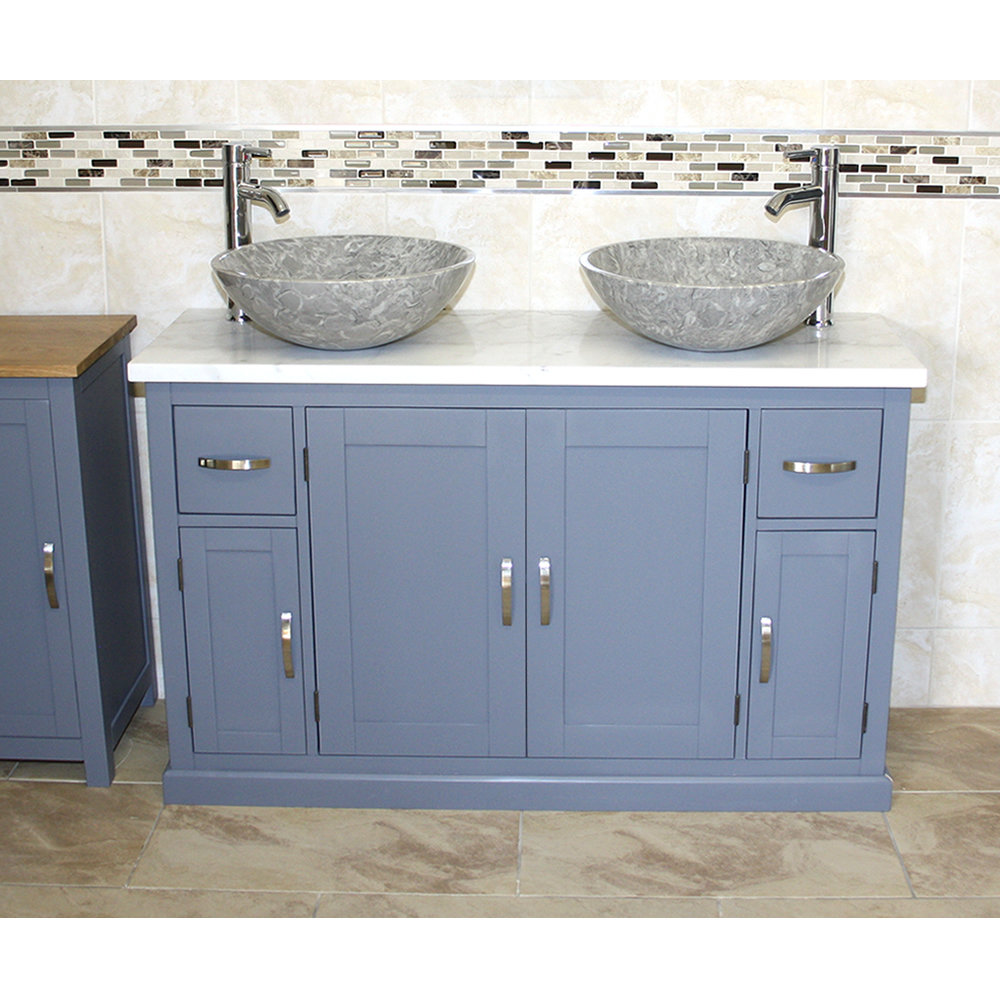 Maui 1230mm Double Bathroom Vanity with Vessel Stone Basin