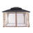 Cedar Wood Patio Gazebo, Double Metal Roof Hardtop Gazebo with curtain and Screen-112324283-112324282