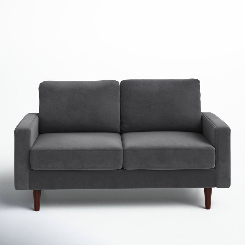 Markham Square Arm Sofa Loveseat, Gray Velvet, 33" H x 70" W x 32" D