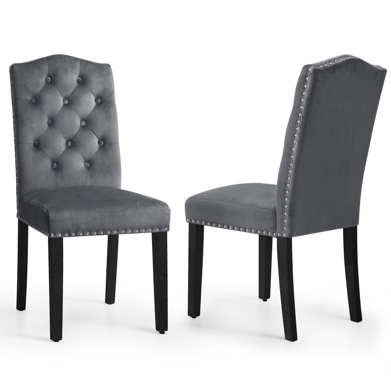 Chaise de salle à manger rembourrée Miroir, Gris
