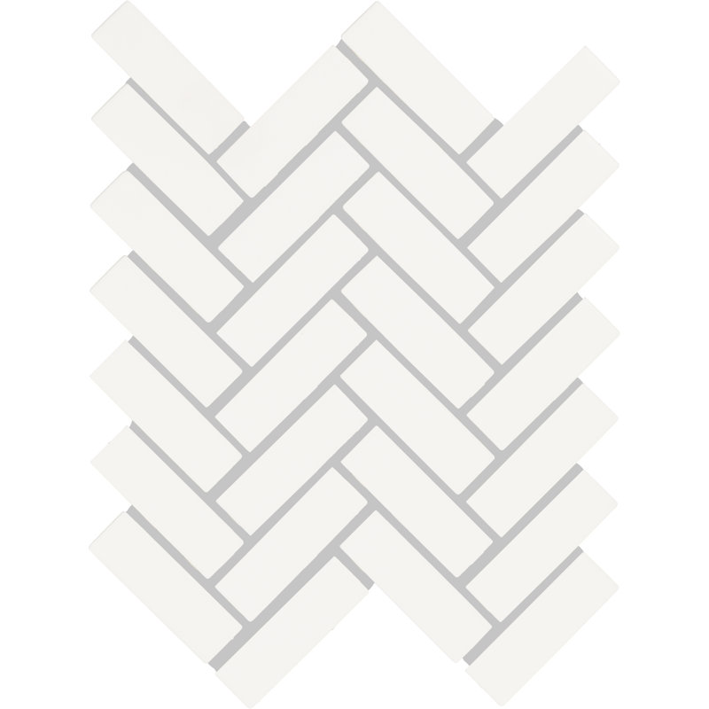 Color Wheel Mosaics 1" x 3" Herringbone Mosaic (Set of 10), Matte Arctic White