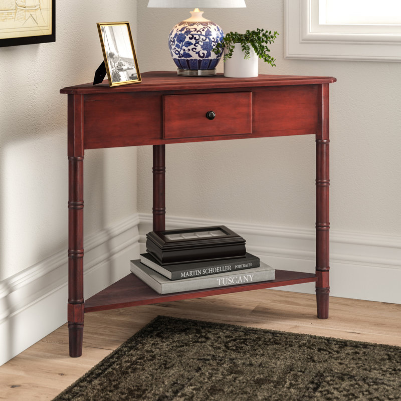 Table de bout avec 3 pieds en bois massif Twerton, Rouge