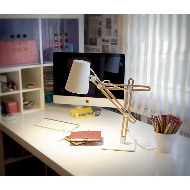 Merced Metal Desk Lamp, Beech/Beige