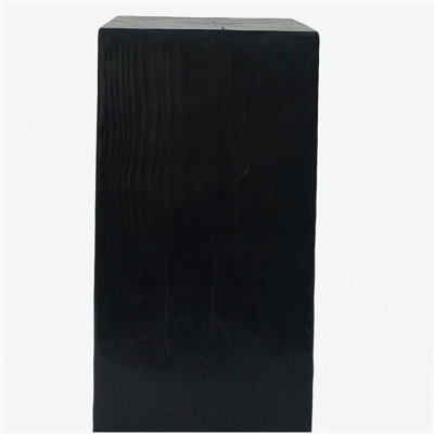 Table de bout à colonne carrée à l'apparence de bois MGO, H 27,75 po, finition vieillie d'aspect bois, mélange avec différentes hauteurs, utilisation intérieure ou extérieure, couleur noire