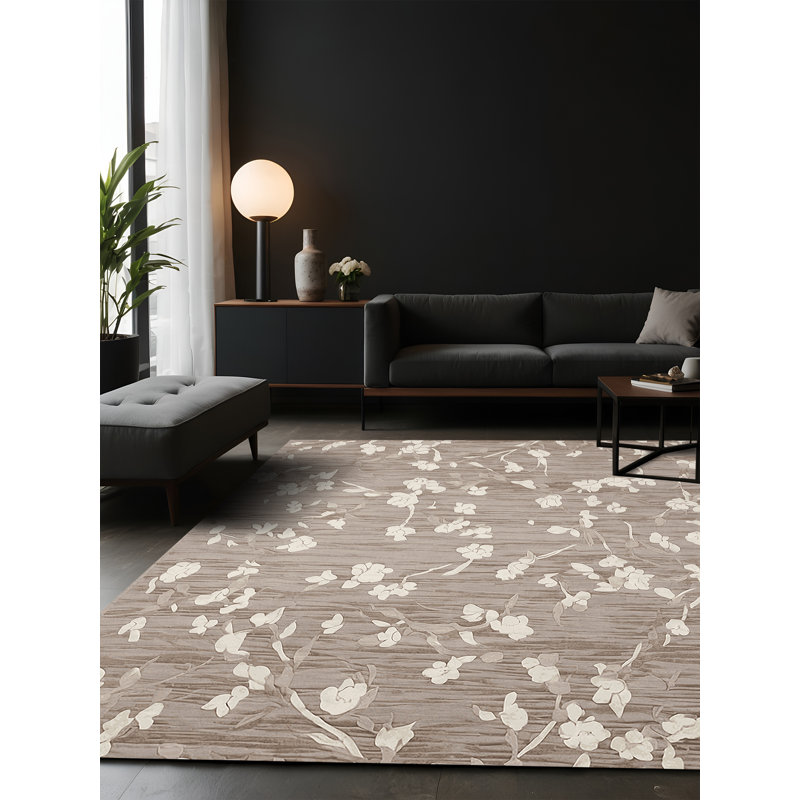 Tapis gris soyeux et moelleux, Carré 3 pi