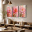 Impression sur toile à 3 panneaux à texture épaisse pivoine rose-1695702438