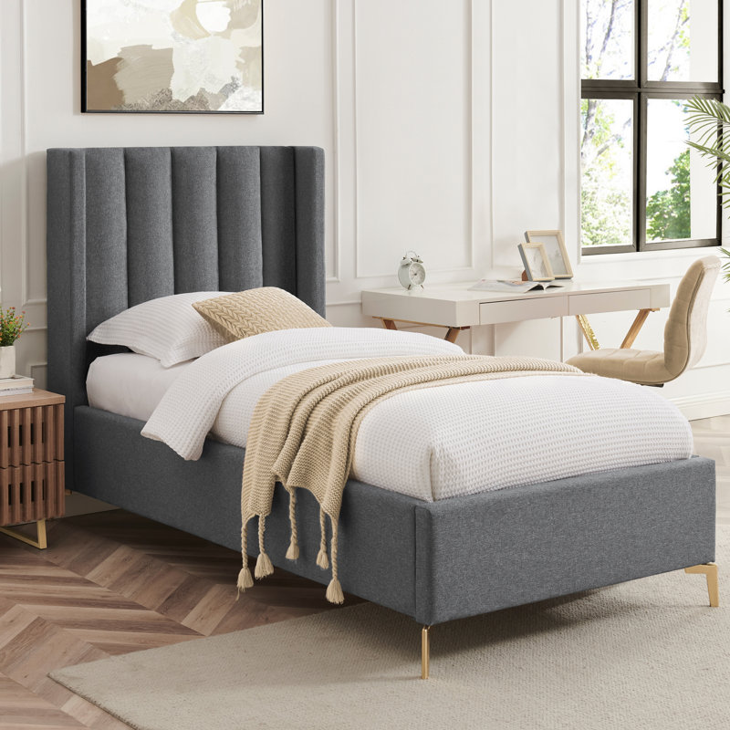 Lit plateforme Lomax, Double, Lin gris
