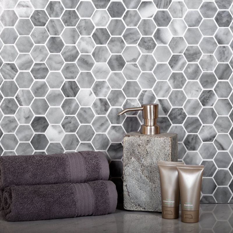 12" x 11.3" Marble Honeycomb Mosaic Wall & Floor Tile
