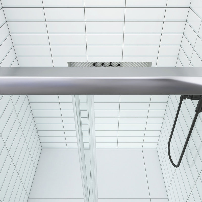 Double porte de douche coulissante encadrée avec verre trempé, Chrome chrome