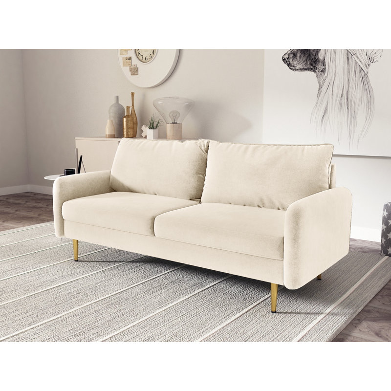 Javonta 70'' Upholstered Sofa, Beige Velvet