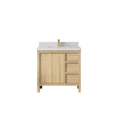 Chêne blanc Elizabeth X P 22 po De meuble-lavabo central D Calacatta Poanazzo Quartz