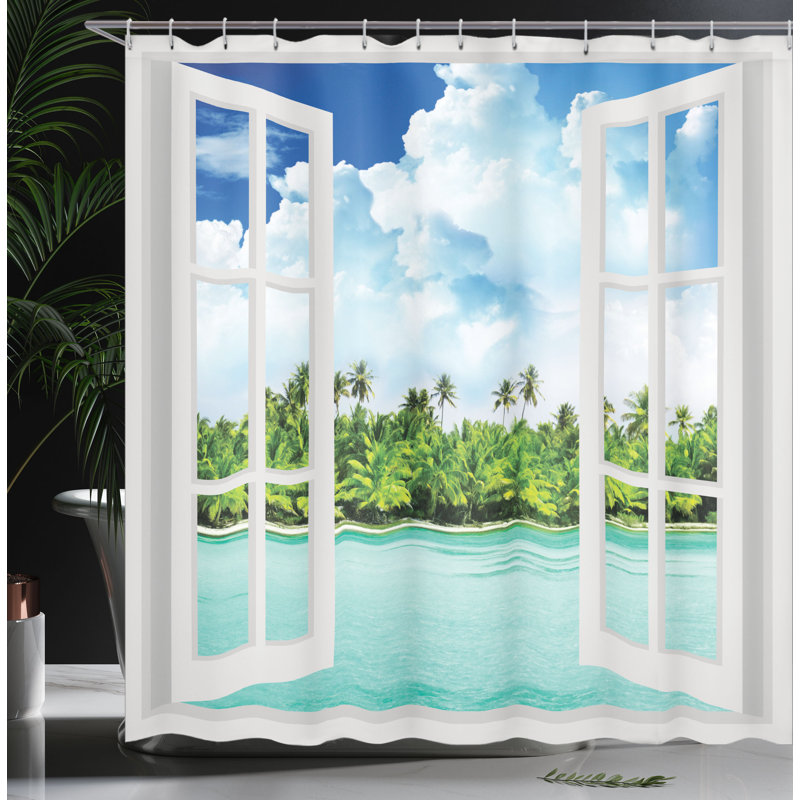 Shower Curtain with Hooks Included, 69" H x 105" W