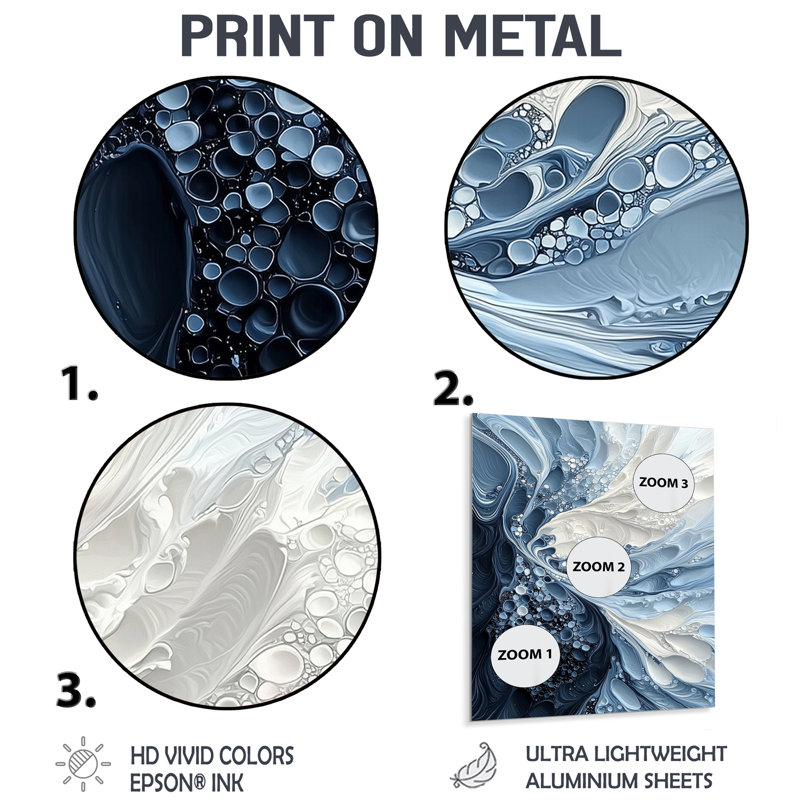 Abstract Sea Breeze Waves II - Coastal Metal Wall Decor, Nautical Metal Print, 40" H x 30" W