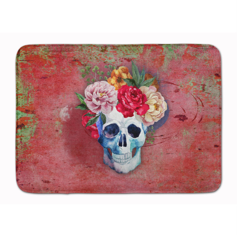 Tapis pour salle de bain en mousse à mémoire de forme "day of the dead fleur"