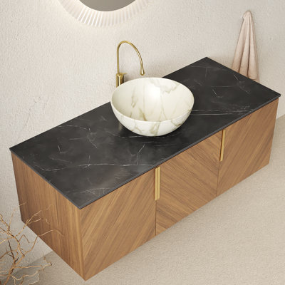 Floating Vanity with Vessel Sink