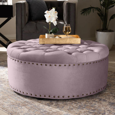 Croom 90cm Wide Tufted Round Solid Colour Footstool Ottoman