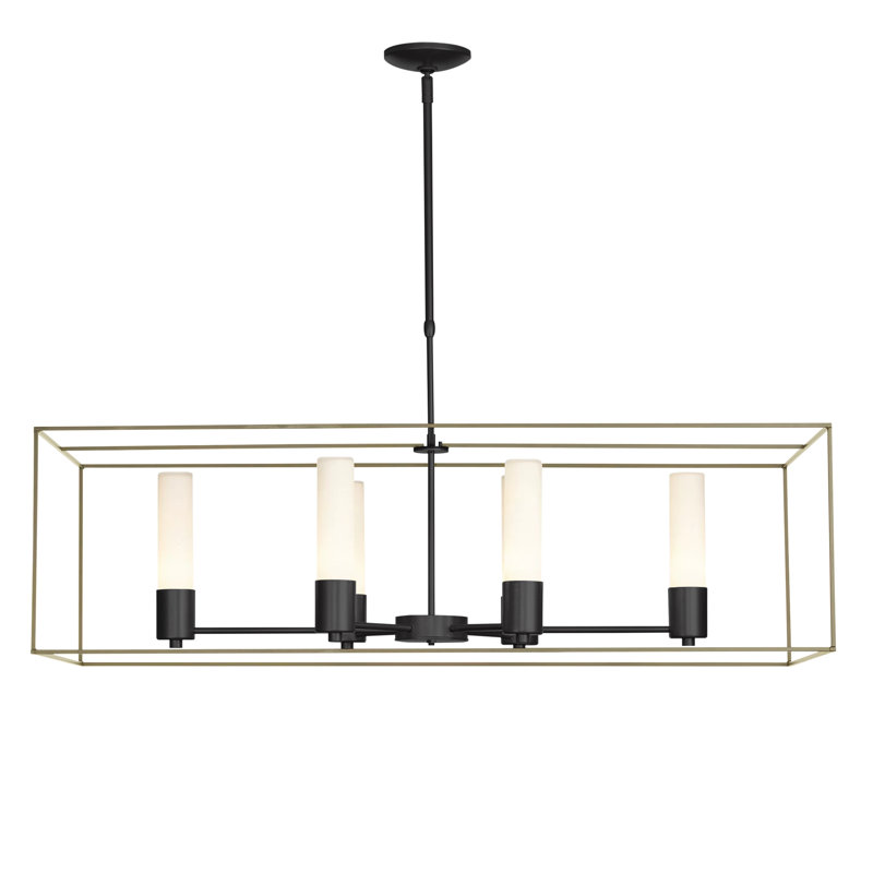 Portico 6 - Light Kitchen Island Linear Pendant, Bronze, Black, Opal