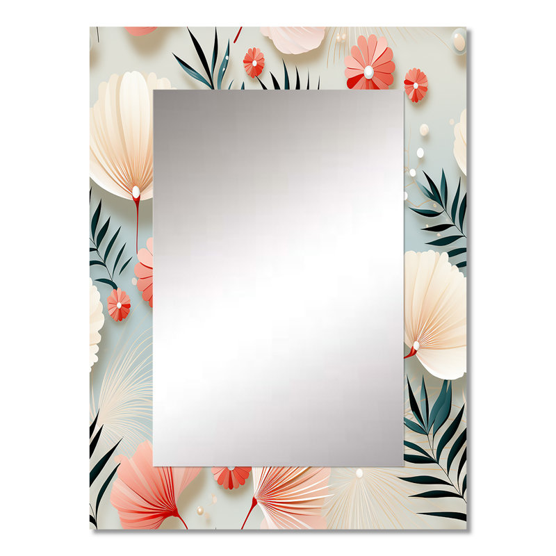 Motif tropical Darshan Seaside Elegance - miroir mural décoratif tropical, miroir tropical, impression d'art en métal