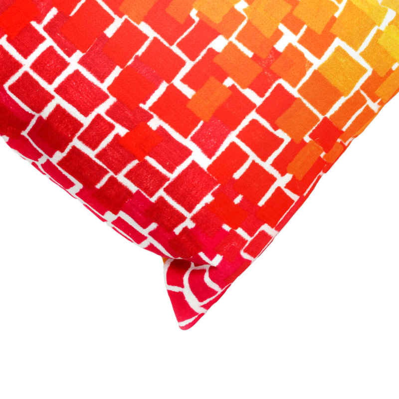 Geometric Outdoor Reversible Throw Pillow, Red