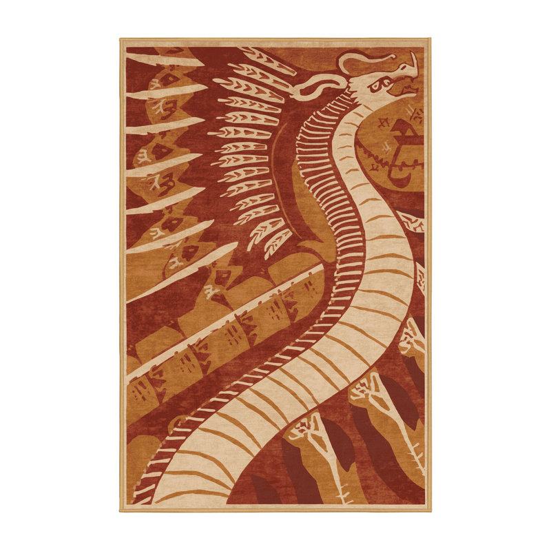 Machine Washable Palvinder Global Inspired Block Print Rug in Brown – Binding, 2 x 3
