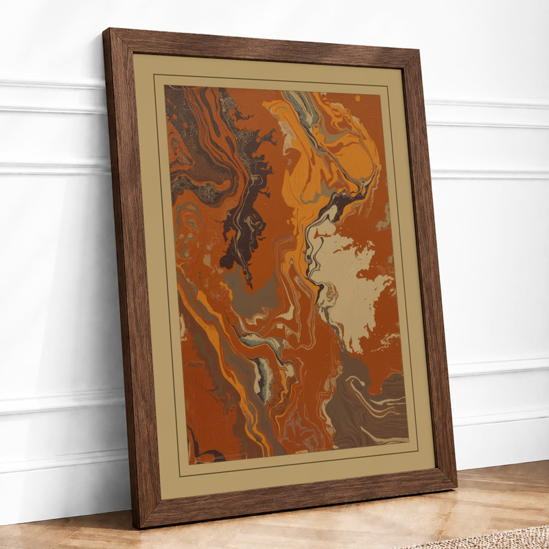 Earthen Flow Boho - Framed Print, A2 - 59.4 x 42.0 cm, Walnut
