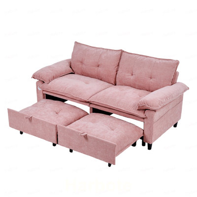 Canapé-lit convertible en velours avec matelas dépliable