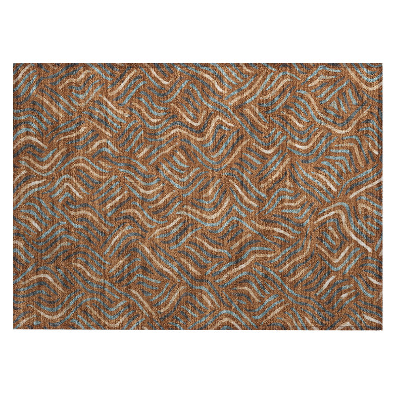Machine Washable Indoor/Outdoor Chantille ACN2474 Abstract Rug, 1'8" x 2'6", Paprika
