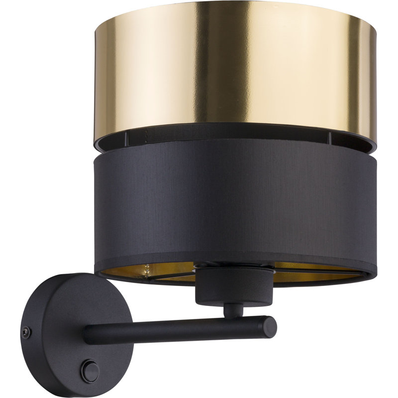 Avdhesh Armed Sconce, Black, Black/Gold