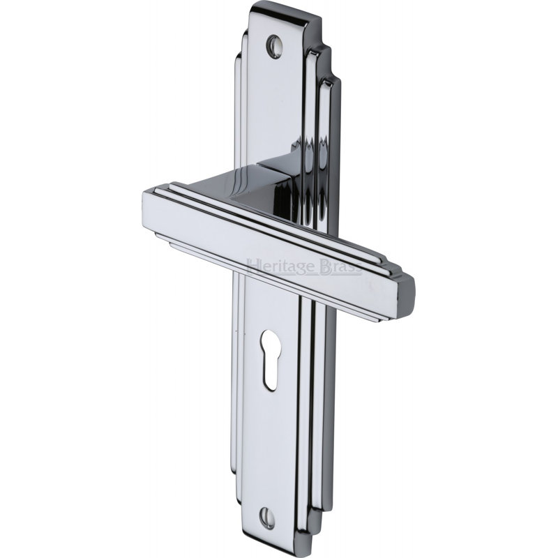 Heritage Brass Heritage Door Handle Lever Lock Astoria Design, Polished Chrome