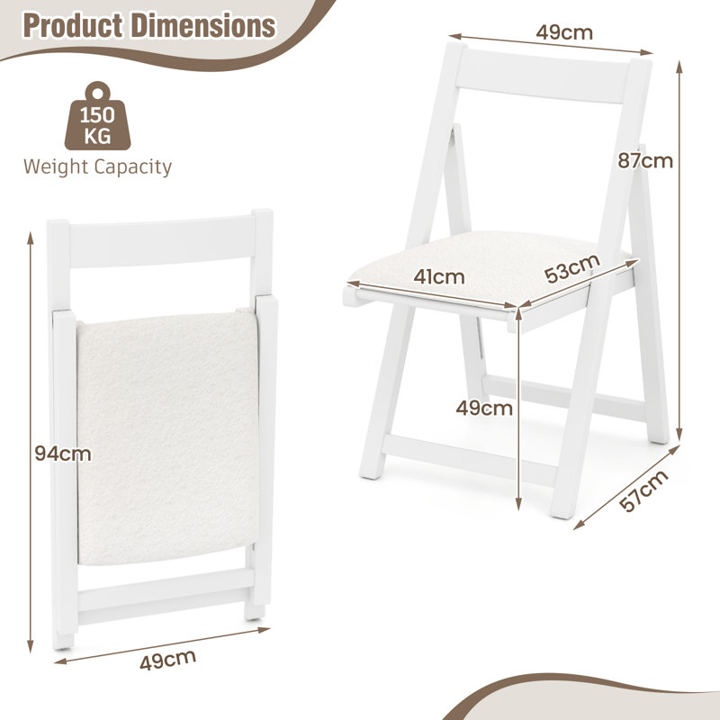49cm H Folding Side Chair in White