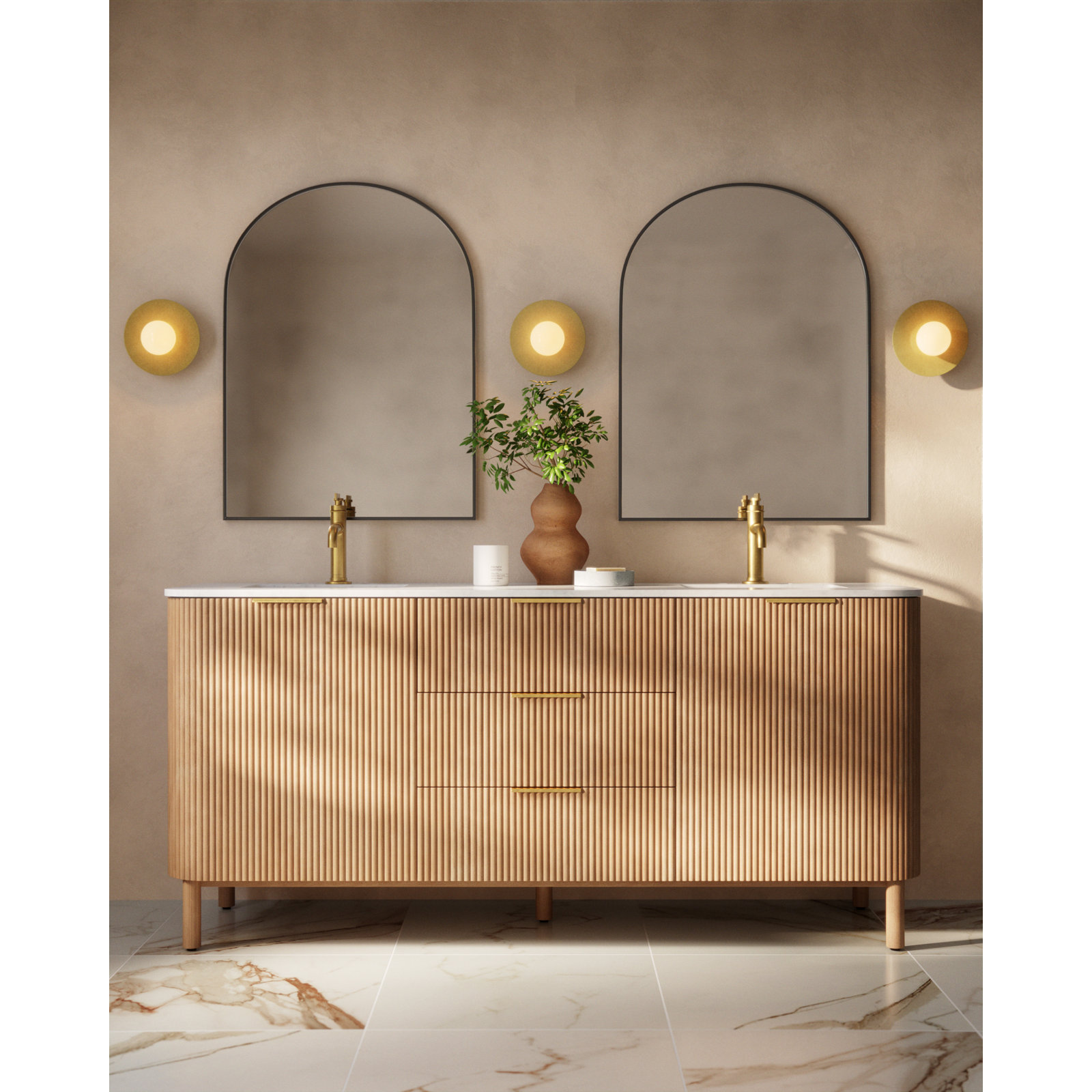 Sabine Metal Arch Wall Mirror, Silver, 36" x 30"