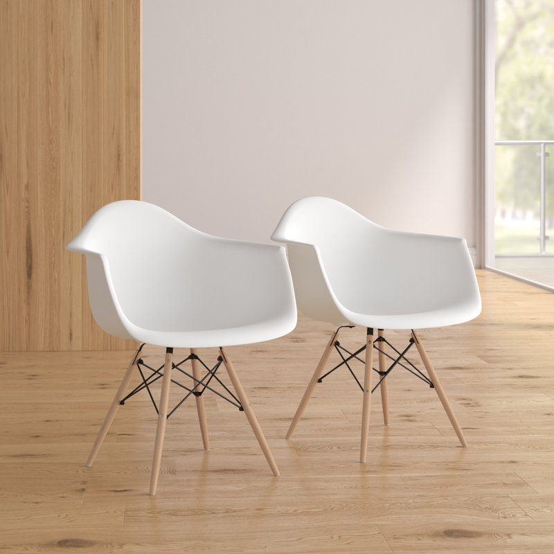 Chaise avec accoudoirs Tyringham, Blanc, Naturel