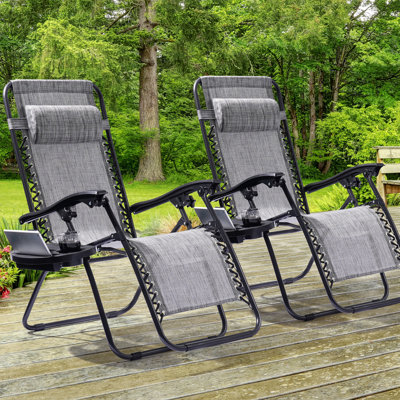 Chaises de patio zéro gravité, siège imperméable avec plateau latéral réglable pour chaises longues inclinables de piscine et de jardin