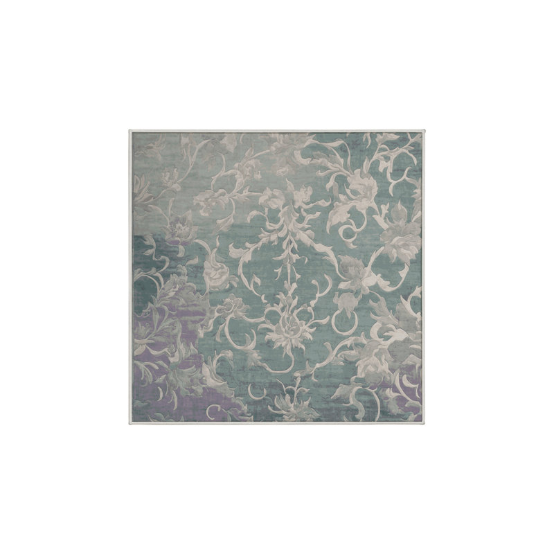 Machine Washable Green Area Rug, Square 4'