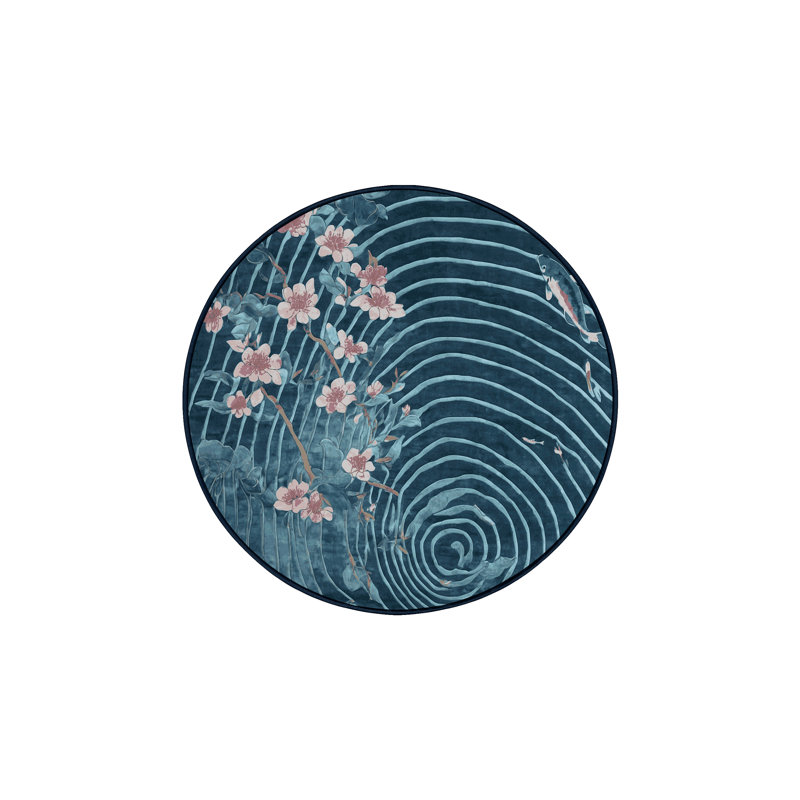 Machine Washable Gray Area Rug, Round 4'