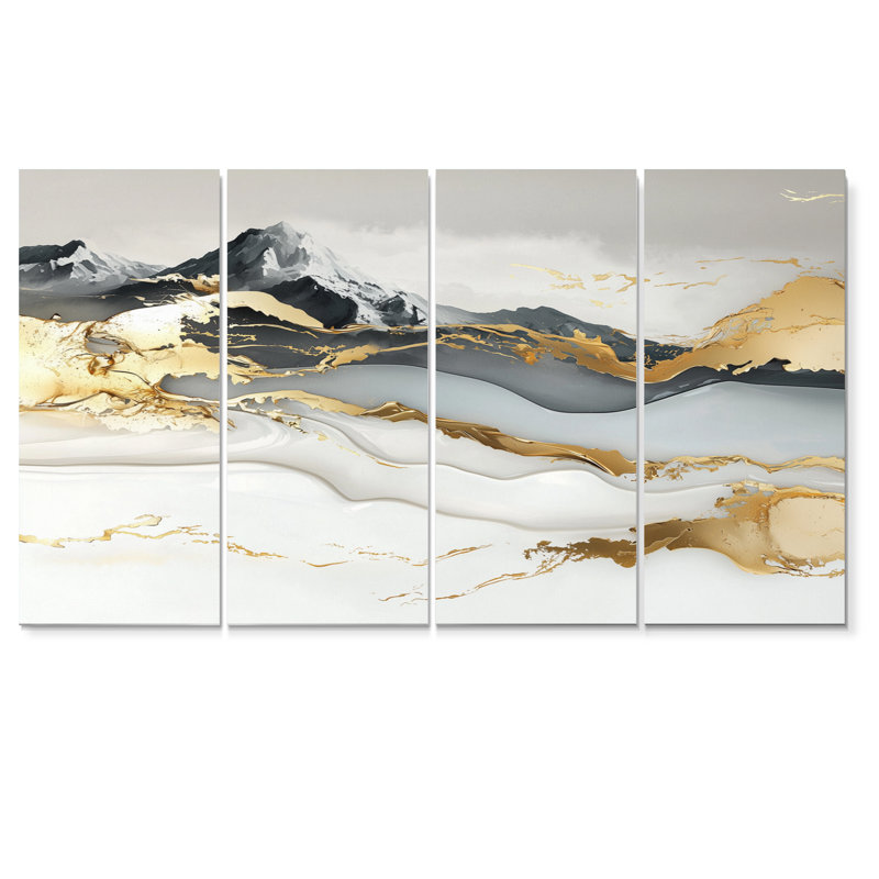Longchamps - Art mural abstrait paysage - ensemble d'art mural moderne 4 pièces, H 28 po x l 48 po