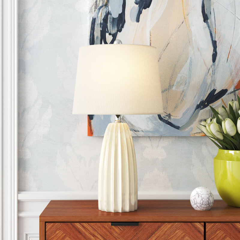 Alannys Ceramic Table Lamp, Ivory