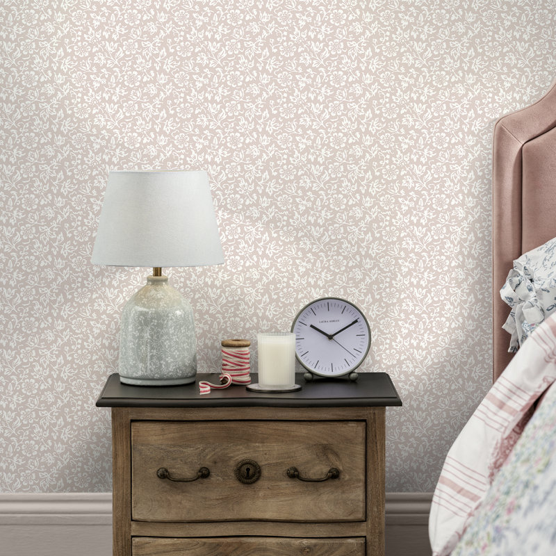 Laura Ashley, papier peint en plâtre rose Sweet Alussym, Rose